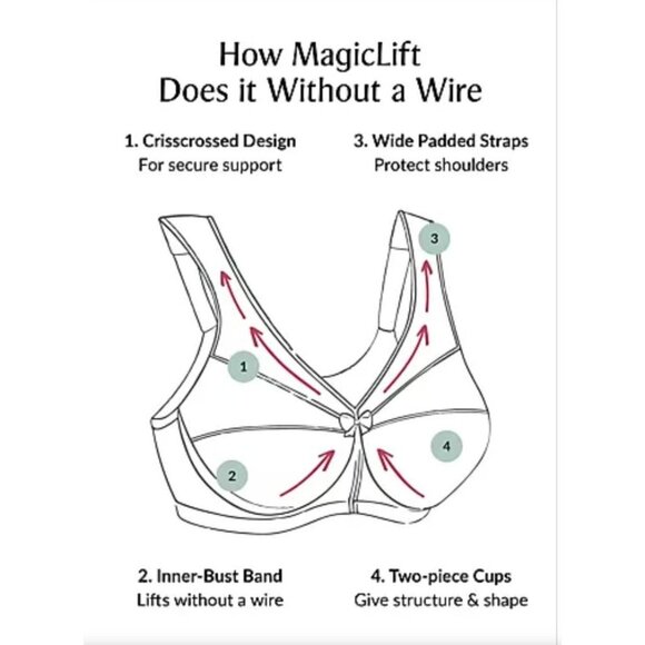 Glamorise Beige Full Figure Plus Size MagicLift Original Support Bra Wirefree 38 - Picture 2 of 8